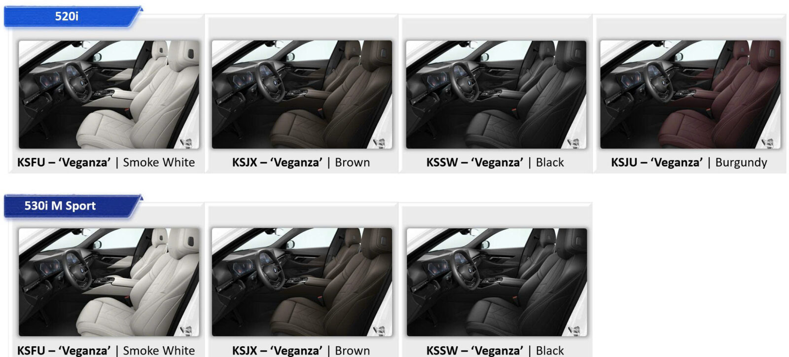 Màu nội thất xe BMW 5 Series hoàn toàn mới 2025